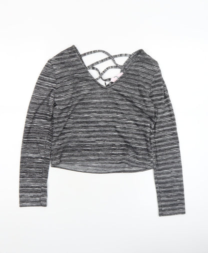 Womens UK Size 8 Miss Selfridge Grey Cropped T-Shirt