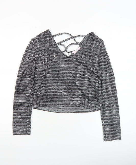 Womens UK Size 8 Miss Selfridge Grey Cropped T-Shirt