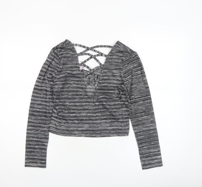 Womens UK Size 8 Miss Selfridge Grey Cropped T-Shirt