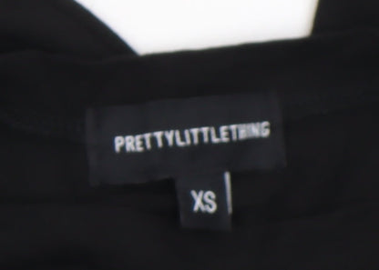 Womens UK Size XS PRETTYLITTLETHING Black Basic T-Shirt