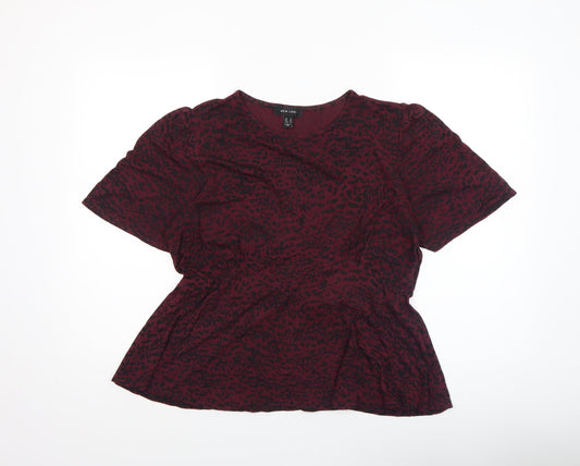 Womens UK Size 14 New Look Red Tunic Blouse