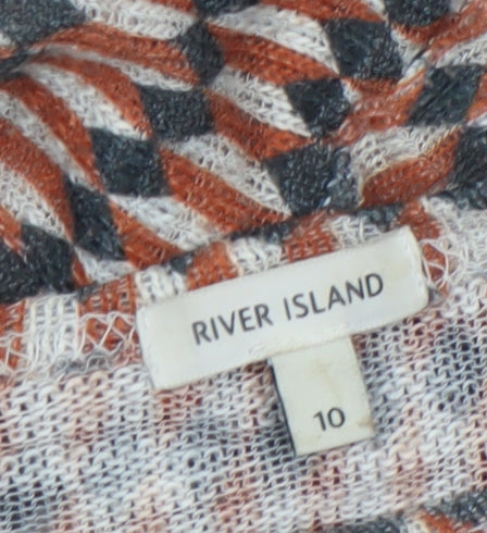 Womens UK Size 10 River Island Multicoloured Tunic T-Shirt