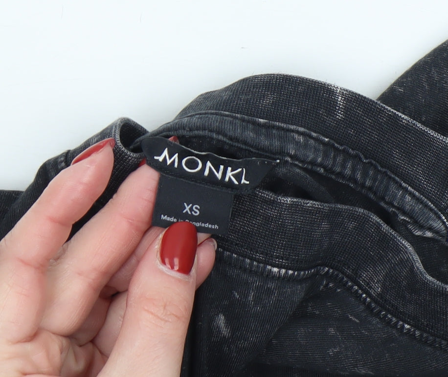 Womens UK Size XS Monki Black Basic T-Shirt