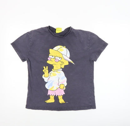 Girls UK Size 10-11 Years The Simpsons Black Pullover T-Shirt