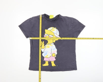 Girls UK Size 10-11 Years The Simpsons Black Pullover T-Shirt