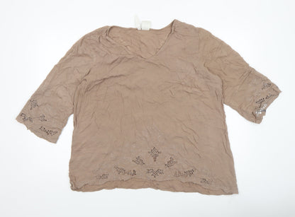 Womens UK Size 2XL Forgotten Grace Beige Tunic Blouse