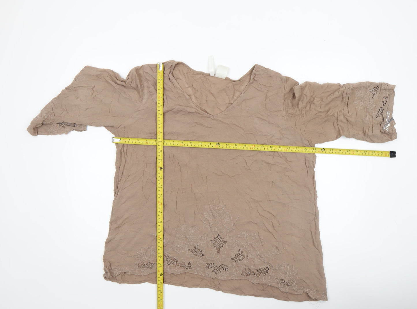 Womens UK Size 2XL Forgotten Grace Beige Tunic Blouse