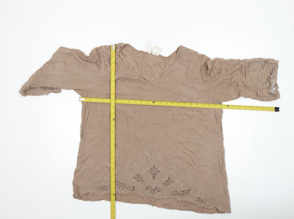 Womens UK Size 2XL Forgotten Grace Beige Tunic Blouse