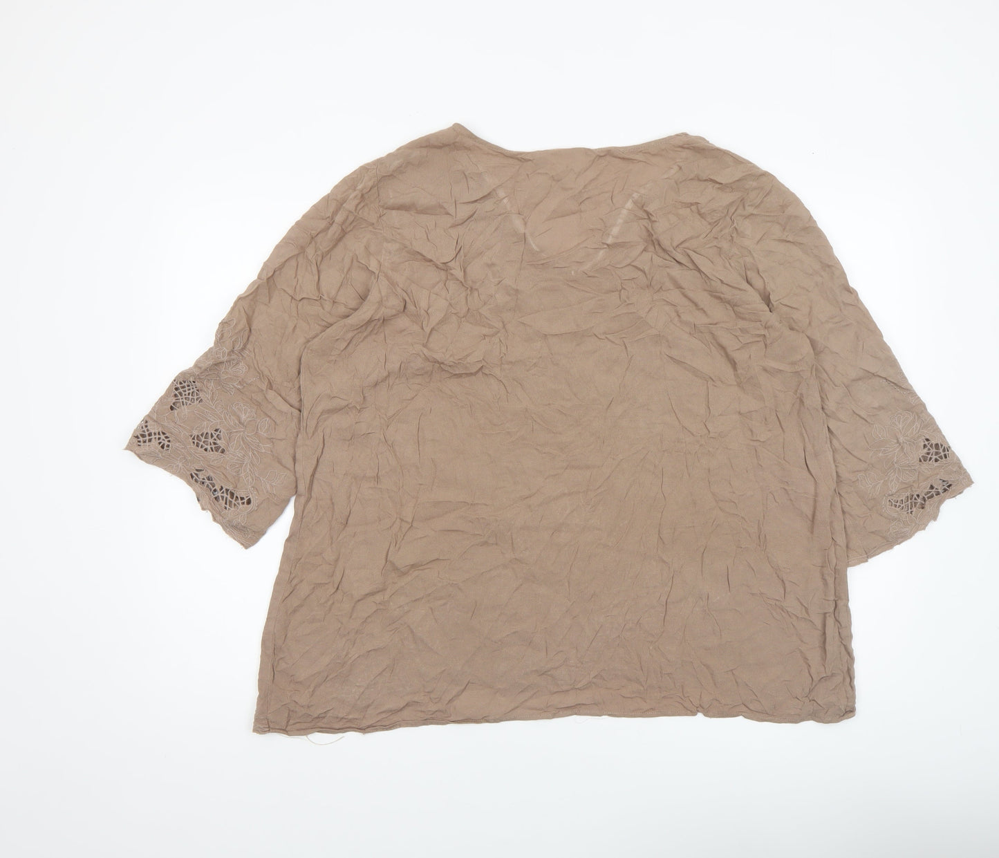 Womens UK Size 2XL Forgotten Grace Beige Tunic Blouse