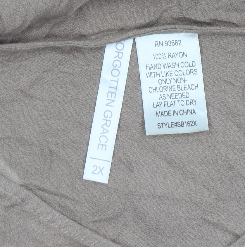 Womens UK Size 2XL Forgotten Grace Beige Tunic Blouse