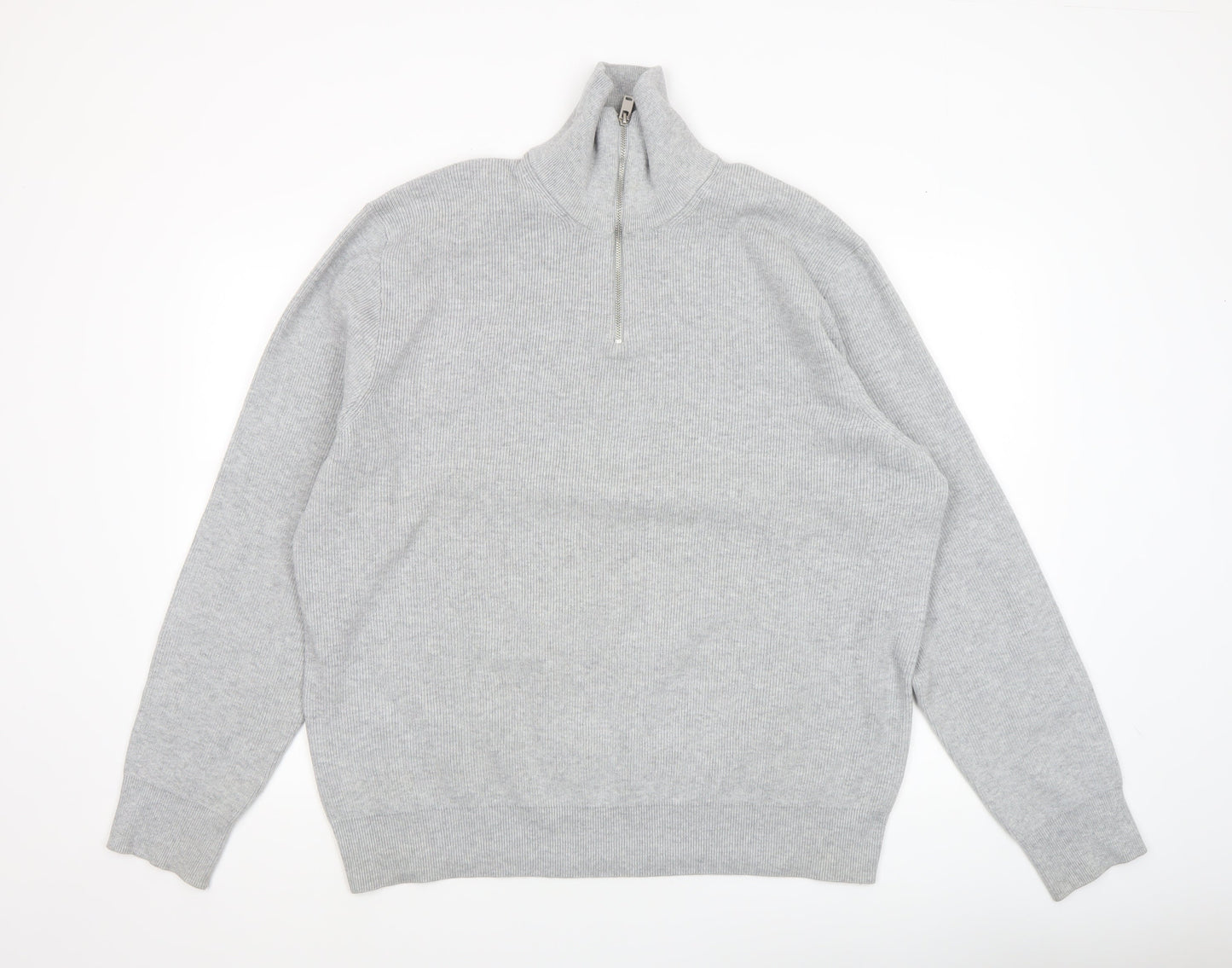 Mens UK Size 2XL Marks and Spencer Grey 1/2 Zip Jumper