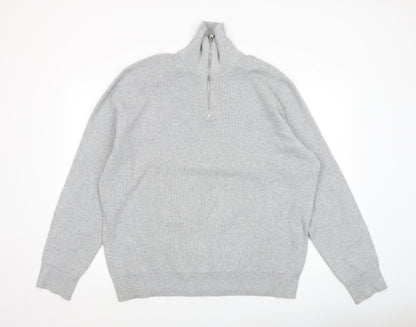 Mens UK Size 2XL Marks and Spencer Grey 1/2 Zip Jumper