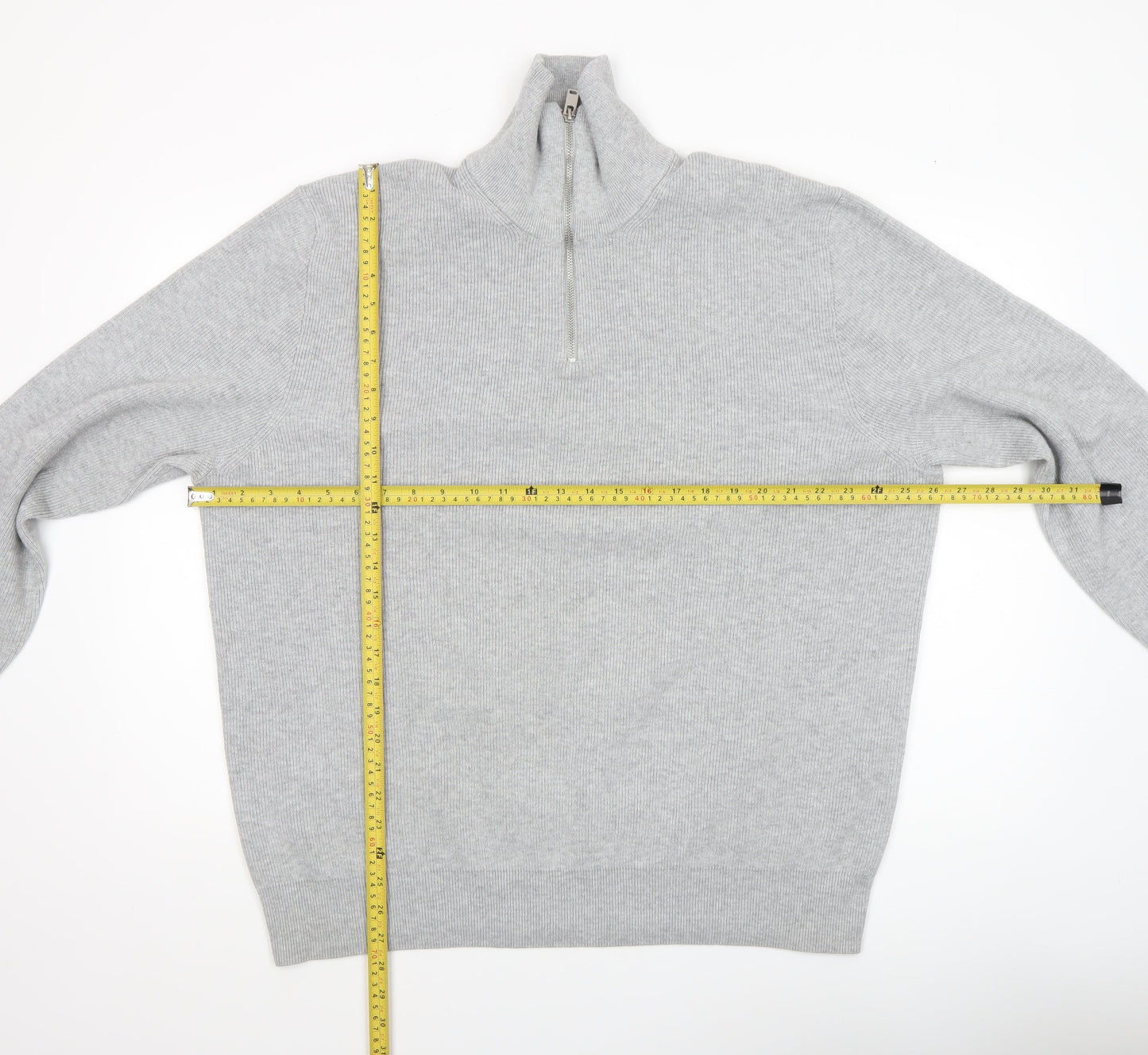 Mens UK Size 2XL Marks and Spencer Grey 1/2 Zip Jumper