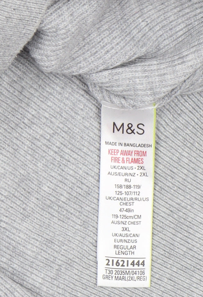 Mens UK Size 2XL Marks and Spencer Grey 1/2 Zip Jumper