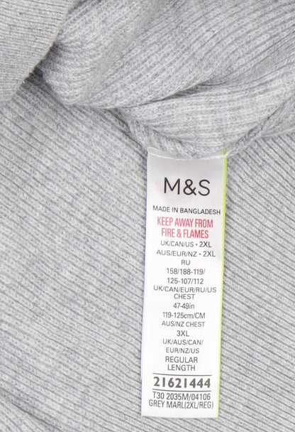 Mens UK Size 2XL Marks and Spencer Grey 1/2 Zip Jumper