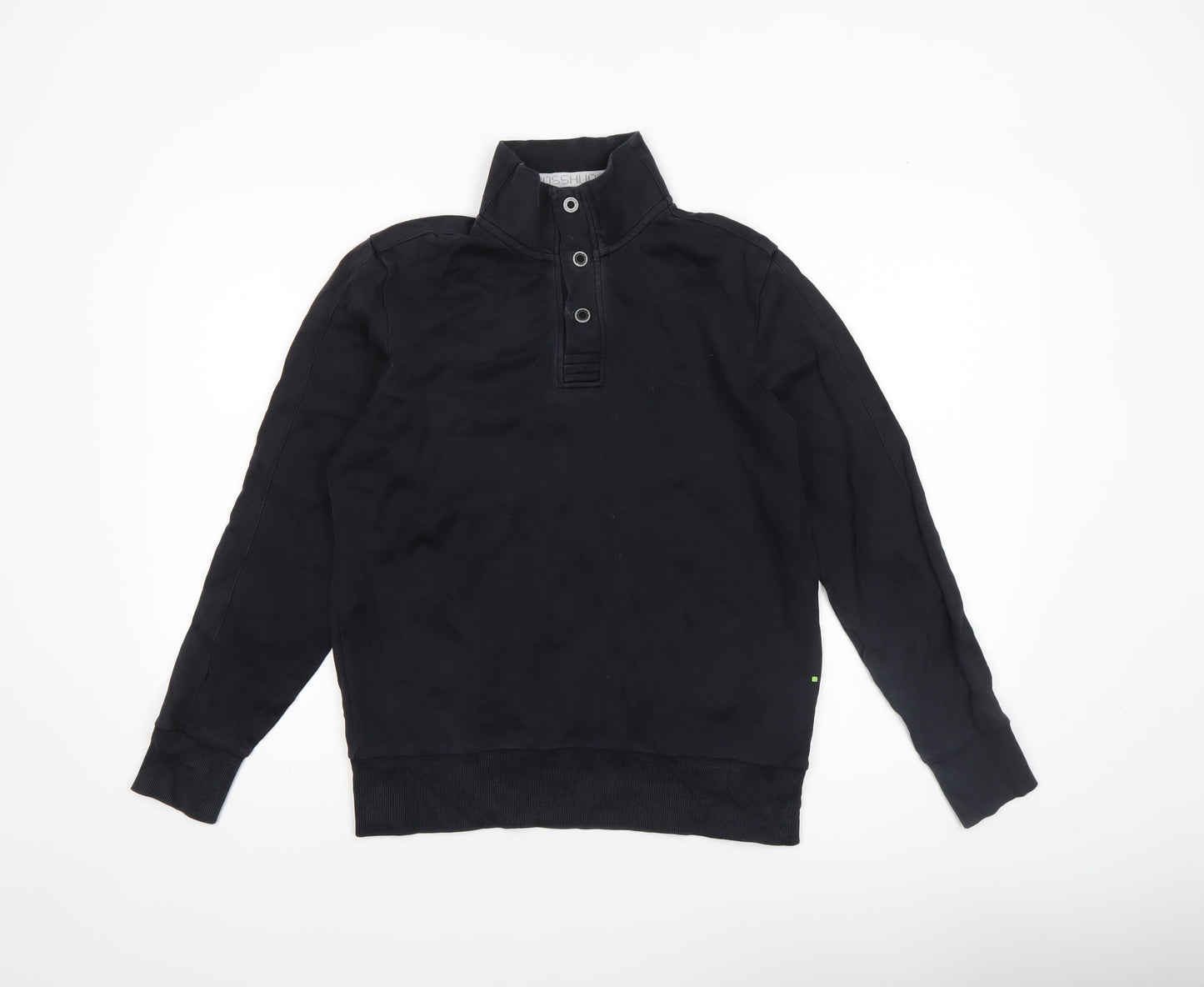 Mens UK Size S HUGO BOSS Black Henley Sweatshirt
