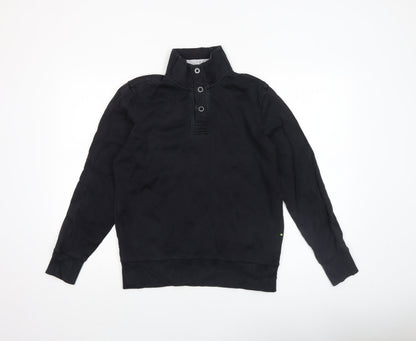 Mens UK Size S HUGO BOSS Black Henley Sweatshirt