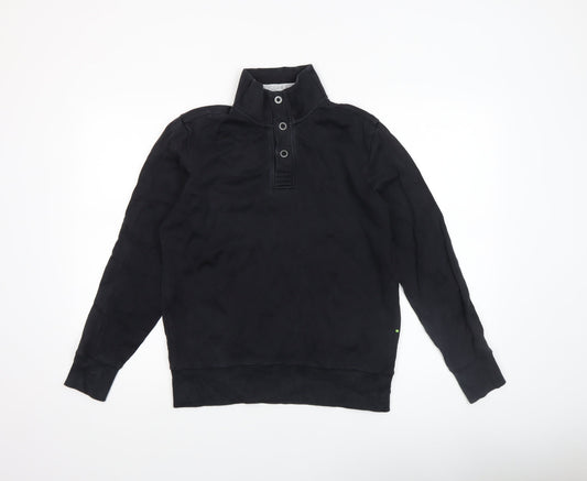 Mens UK Size S HUGO BOSS Black Henley Sweatshirt