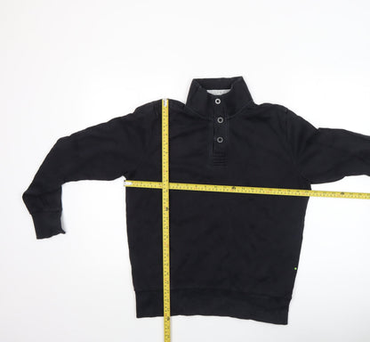 Mens UK Size S HUGO BOSS Black Henley Sweatshirt