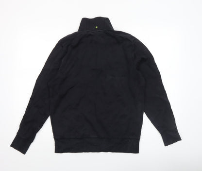 Mens UK Size S HUGO BOSS Black Henley Sweatshirt