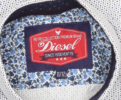 Boys UK Size 11-12 Years Diesel White Basic Button-Up