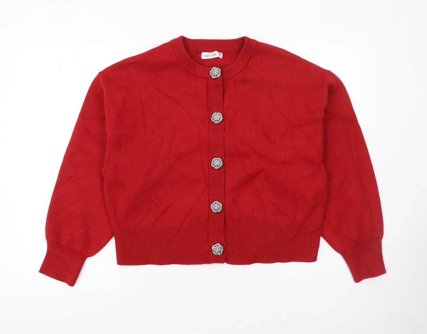 Womens UK Size M Gallery Red Cardigan Jumper