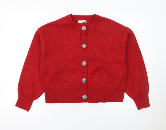 Womens UK Size M Gallery Red Cardigan Jumper