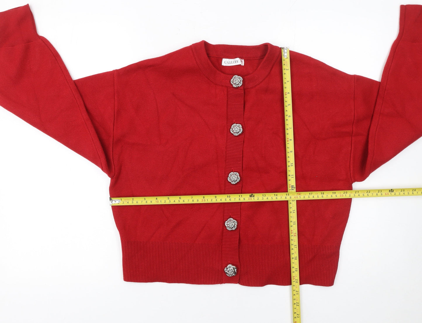 Womens UK Size M Gallery Red Cardigan Jumper