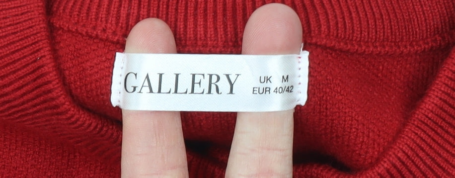 Womens UK Size M Gallery Red Cardigan Jumper