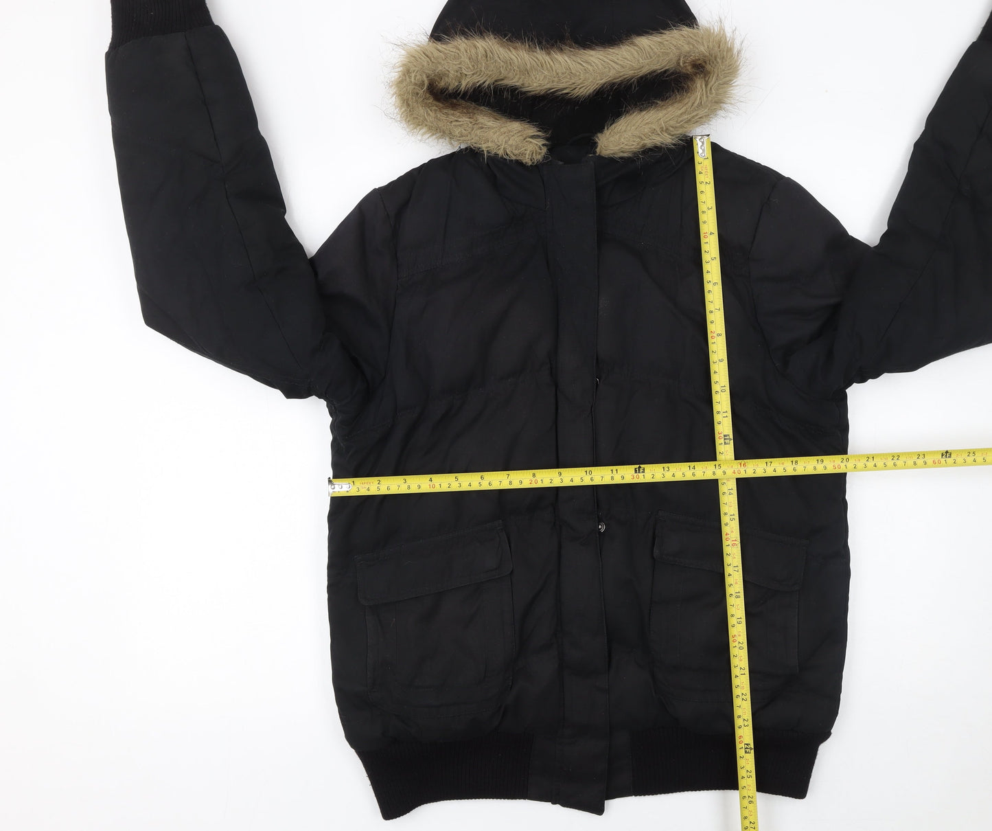 Womens UK Size 14 Dorothy Perkins Black Puffer Jacket