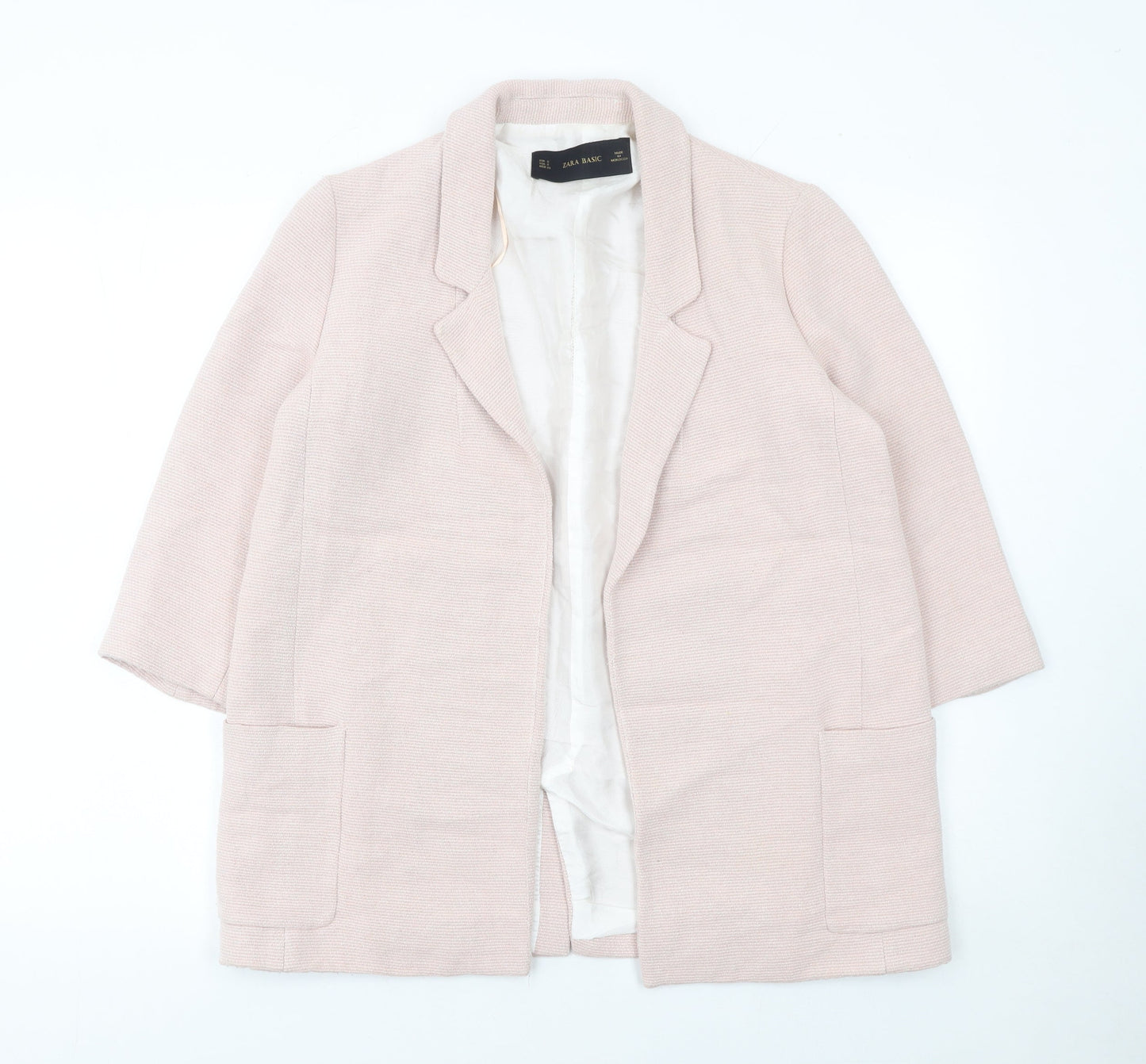 Womens UK Size S Zara Basic Regular Beige Blazer