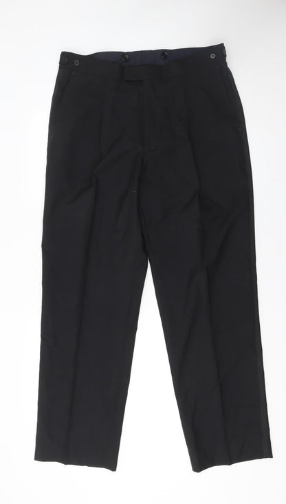 Mens UK Size 36 in Drescott Regular Fit Dress Pants Black Trousers
