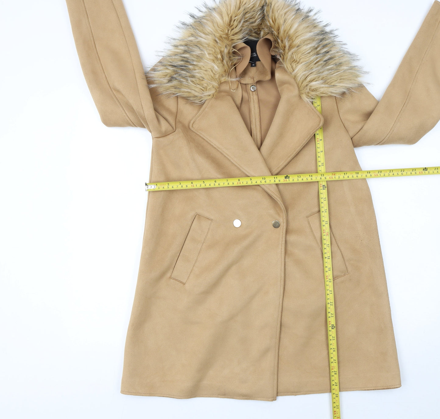 Womens UK Size 10 River Island Beige Overcoat