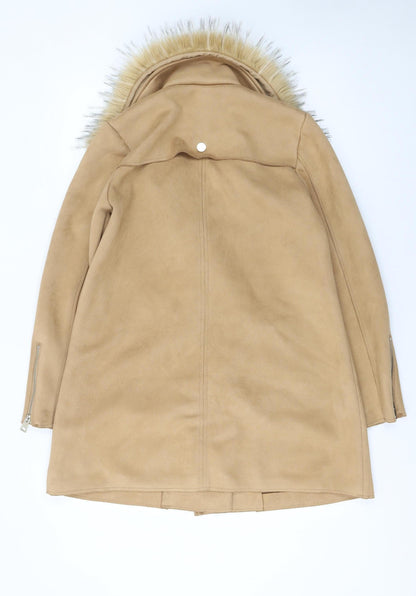 Womens UK Size 10 River Island Beige Overcoat