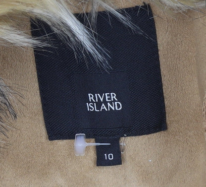 Womens UK Size 10 River Island Beige Overcoat