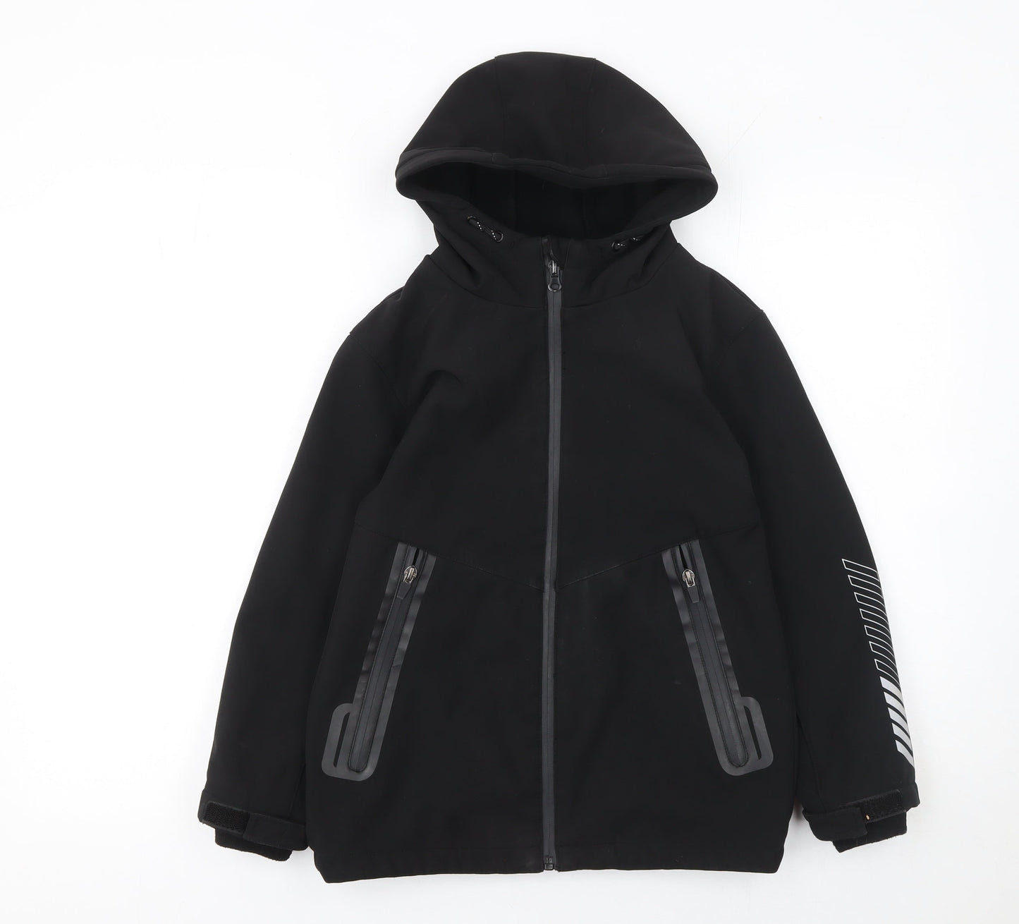 Nutmeg Boys Black 8-9 Years Hooded Soft Shell Waterproof Jacket