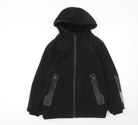 Nutmeg Boys Black 8-9 Years Hooded Soft Shell Waterproof Jacket