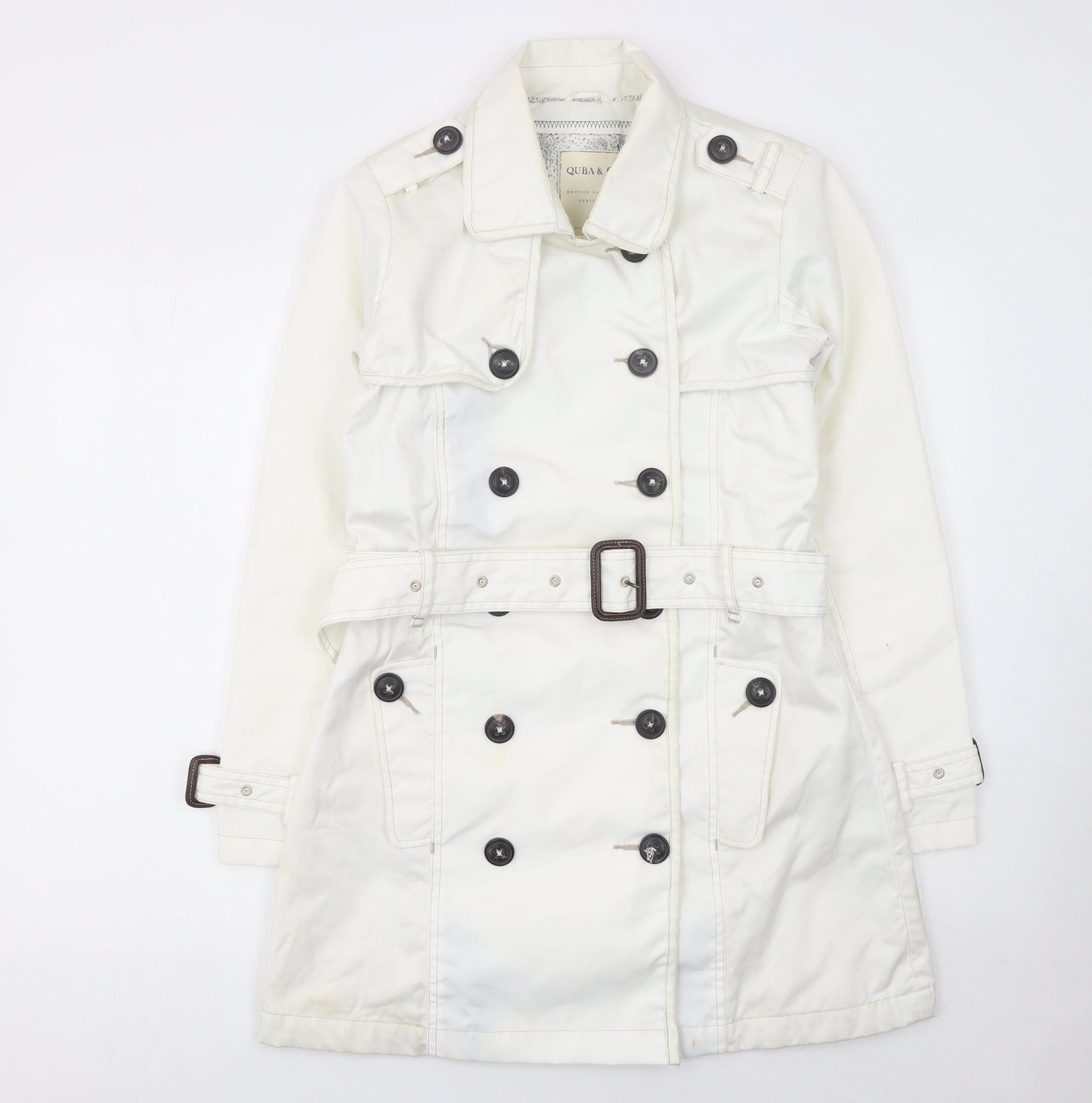 Womens UK Size One Size Quba & Co White Trench Coat
