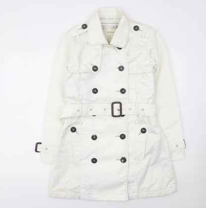Womens UK Size One Size Quba & Co White Trench Coat