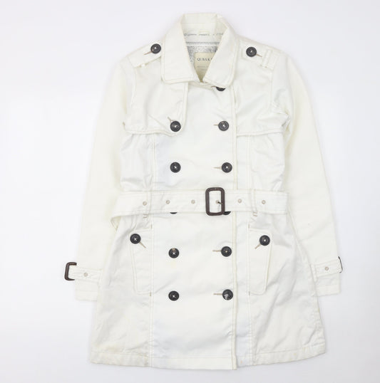 Womens UK Size One Size Quba & Co White Trench Coat