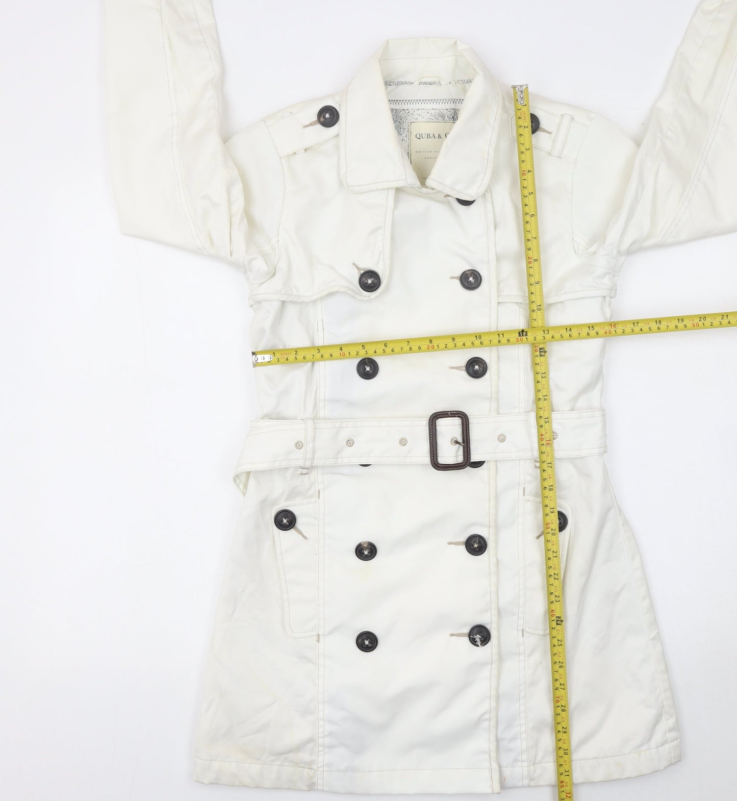 Womens UK Size One Size Quba & Co White Trench Coat