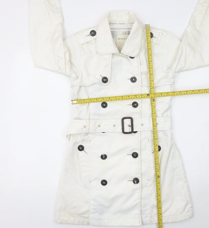 Womens UK Size One Size Quba & Co White Trench Coat