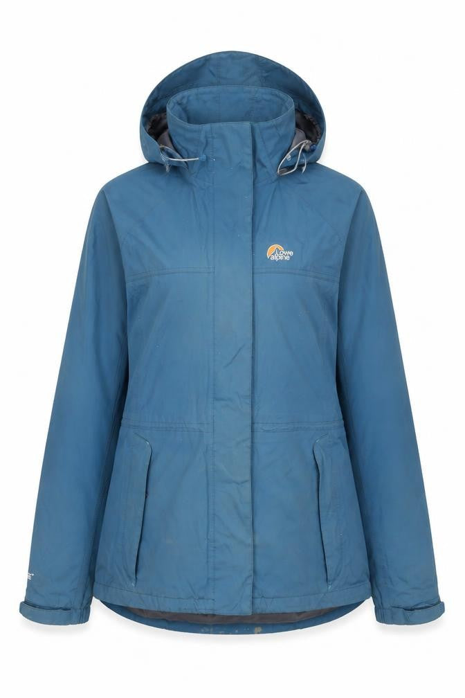 Lowe Alpine Womens Blue Waterproof Hooded Mid-Length Parka Jacket UK 14