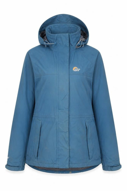 Lowe Alpine Womens Blue Waterproof Hooded Mid-Length Parka Jacket UK 14