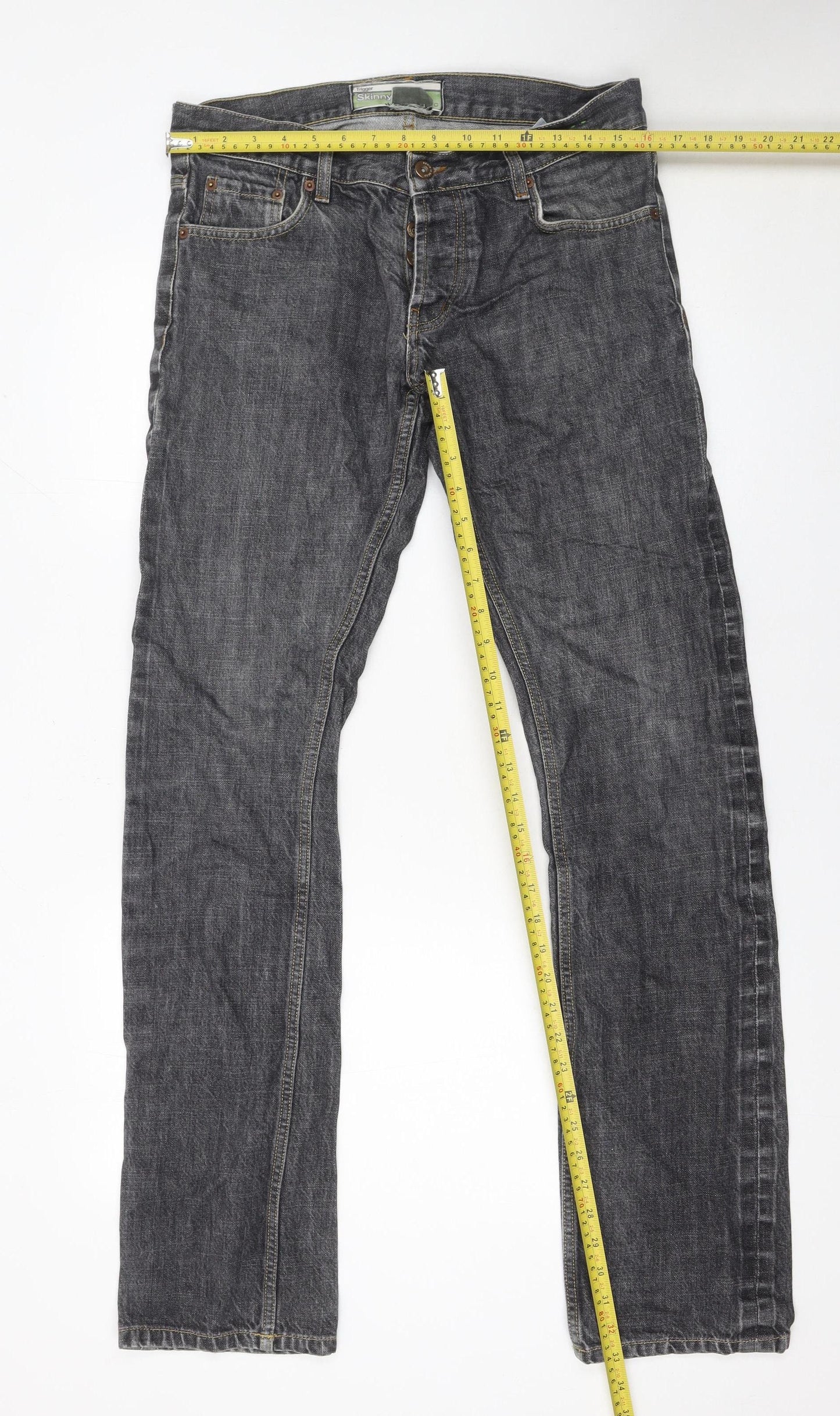 Mens UK Size L Topman Slim Fit Skinny Grey Jeans