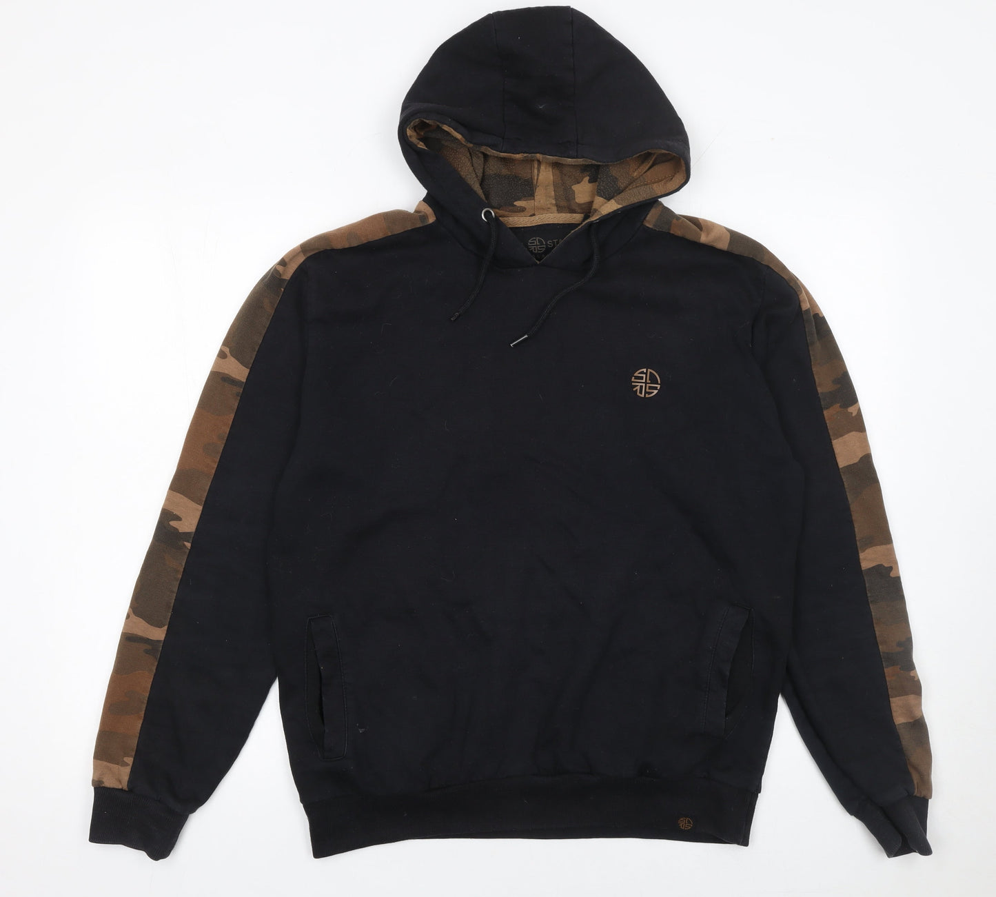 Soul Star Men's Black Camouflage Pullover Hoodie Size L Regular Fit