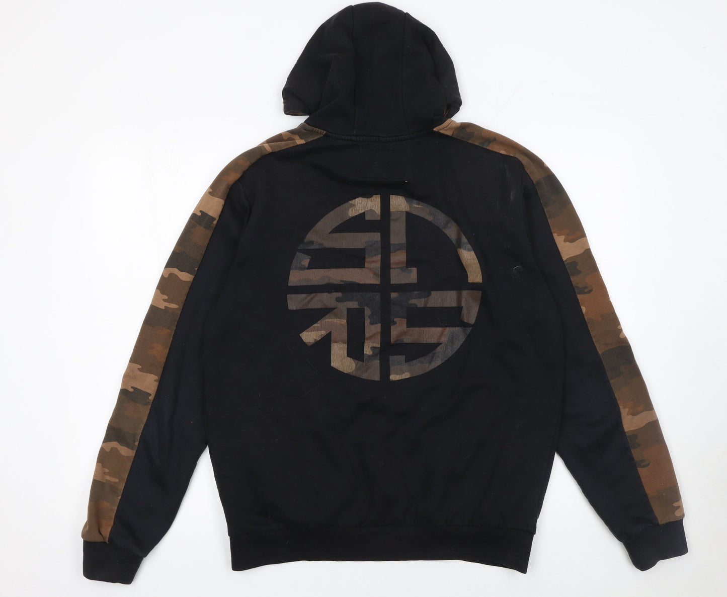 Soul Star Men's Black Camouflage Pullover Hoodie Size L Regular Fit
