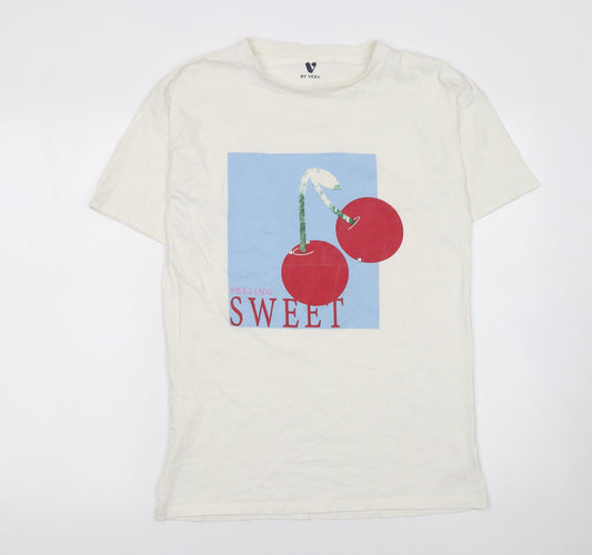 Girls UK Size 15 Years Very Ivory Basic T-Shirt