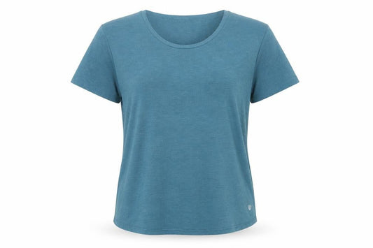 Front view of Dunnes women’s blue performance sport t-shirt, size M