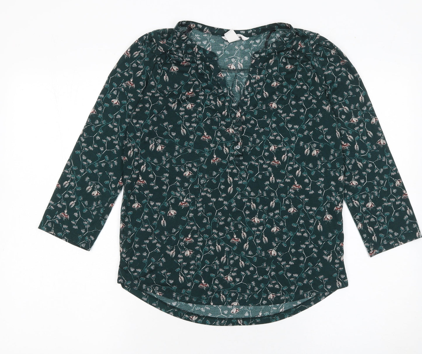 Womens UK Size XS H&M Green Tunic Blouse